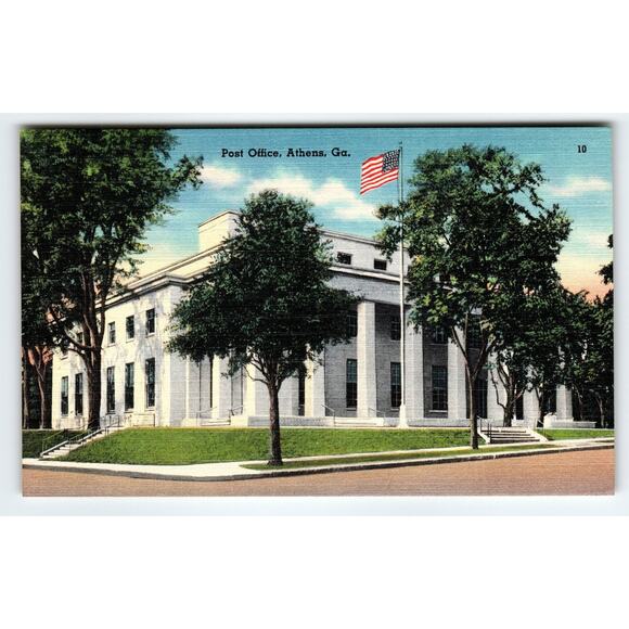 Vintage Linen Postcard Post Office Athens Georgia Classic City 1940s - Picture 1 of 2
